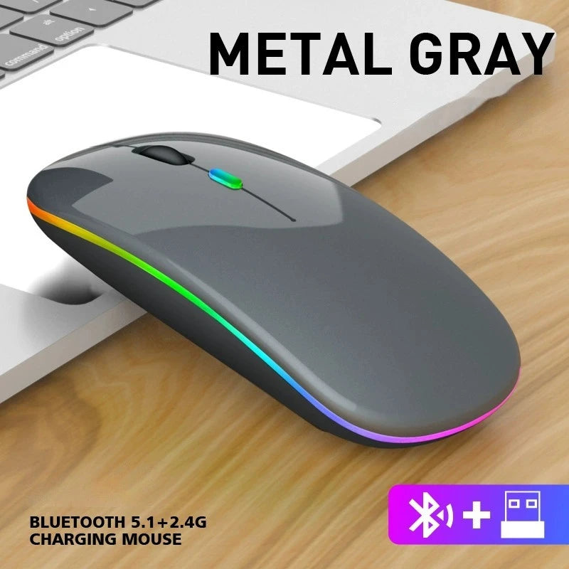 Rechargeable Wireless Mouse Bluetooth-compatible 2.4GHz Dual Modes Computer Mice with Nano Receiver for PC Laptop Macbook