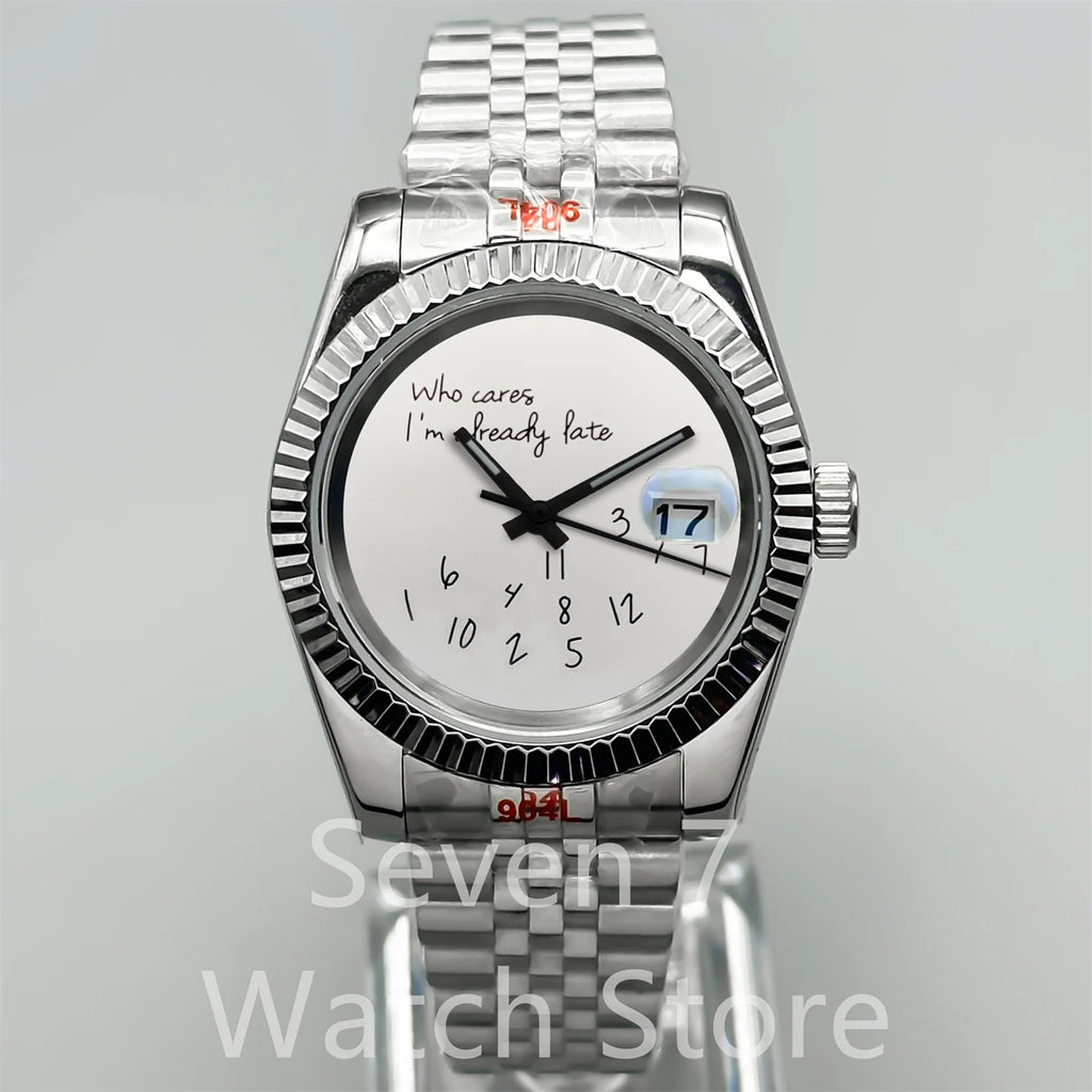 New DIY personality fashion mechanical watch polished teeth fixed frame sapphire glass NH35A automatic movement