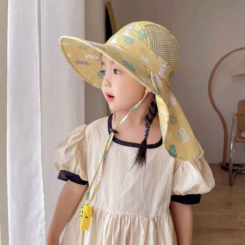 New Summer Children's Cartoon Cute Quick-drying Hat Boys Kids Outdoor Breathable Mesh Sun Hats Baby Outing Sunscreen Sun Cap