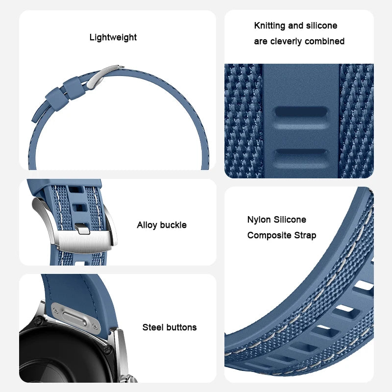 22mm Strap Suitable for Huawei Watch GT6/GT6pro Soft and Durable Silicone Nylon Replacement Wristband for GT5 GT4 46mm