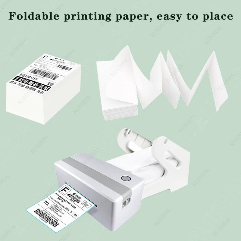 Thermal Paper Folded Thermal Shipping Label Shipping Barcode Sticker 100x100mm/100x150mm/76x130mm NO Carbon Band Required