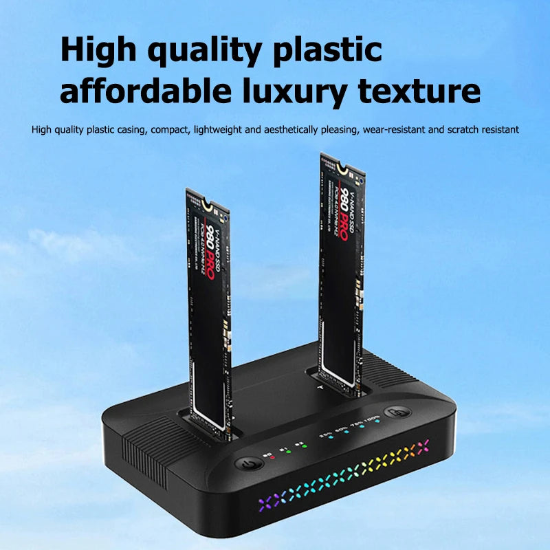 M.2 NVMe/SATA Dual-Bay Hard Drive Docking Station Offline Clone Hard Disk M.2 SSD Duplicator USB3.2 GEN2 SSD Adapter Enclosure