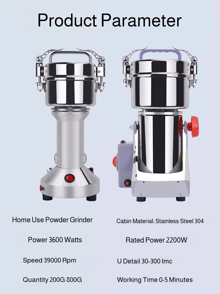 Grains and Cereals Grinder Grains Spices  Coffee Dry Food Grinder Mill Grinding Machine Gristmill Home Flour Powder Crusher