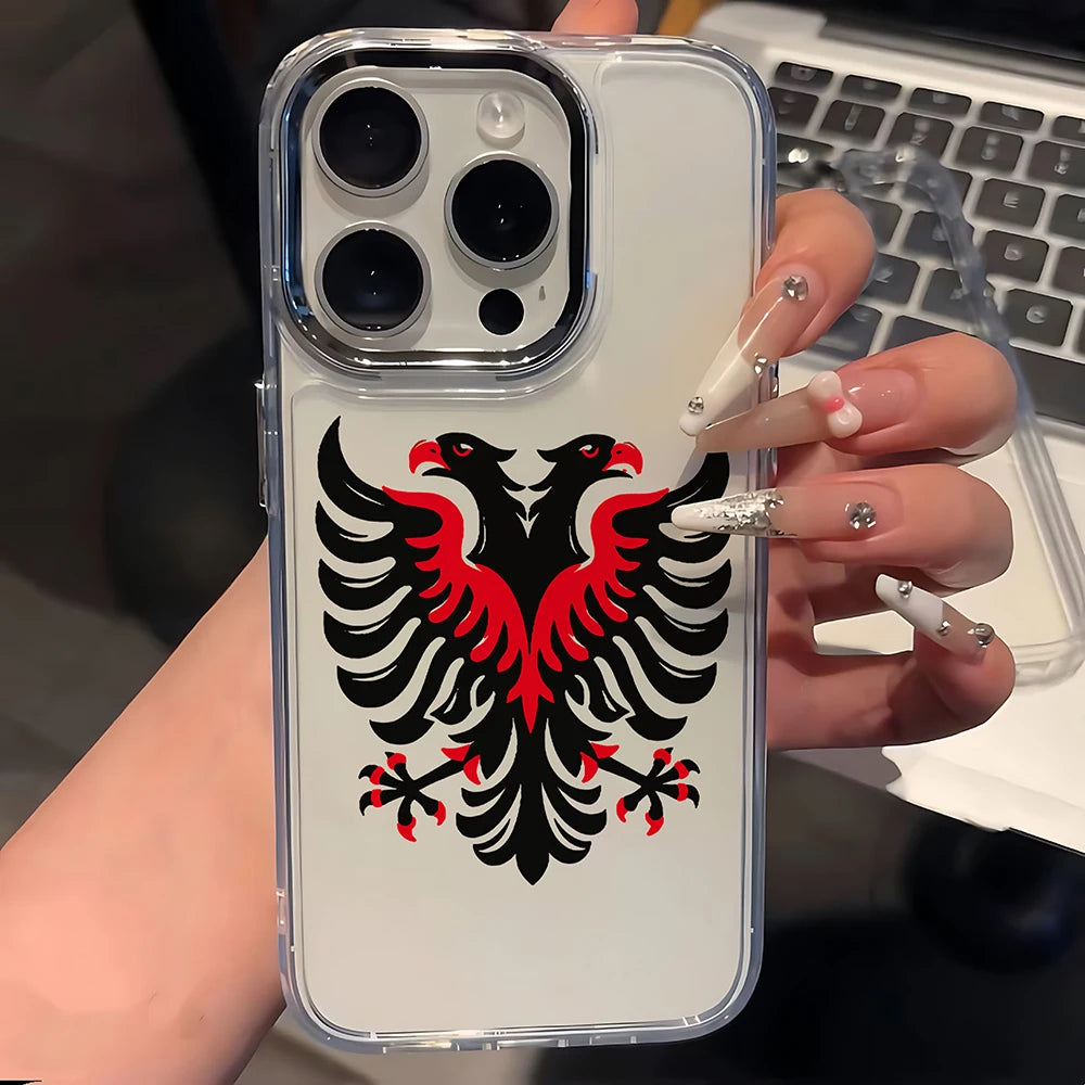 Albanian Eagle Phone Case For iPhone 17 16e 16 15 14 13 12 11 mini Pro Max X XR XSMAX 8 7 Air Plus Transparent Soft Cover