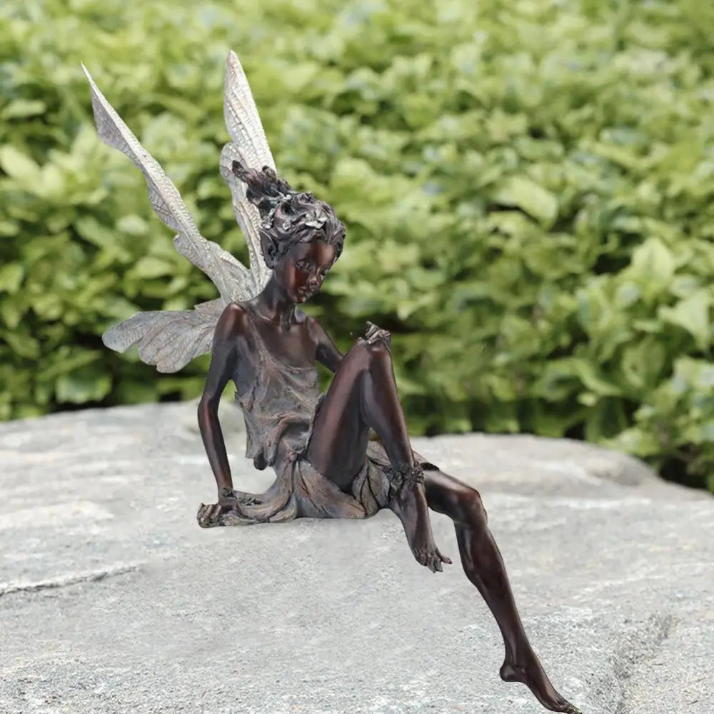 Flower Fairy Statue Garden Decoration Turek Sitting On Fairy Sculpture Outdoor Garden Courtyard Lawn Resin Decorative Sculpture