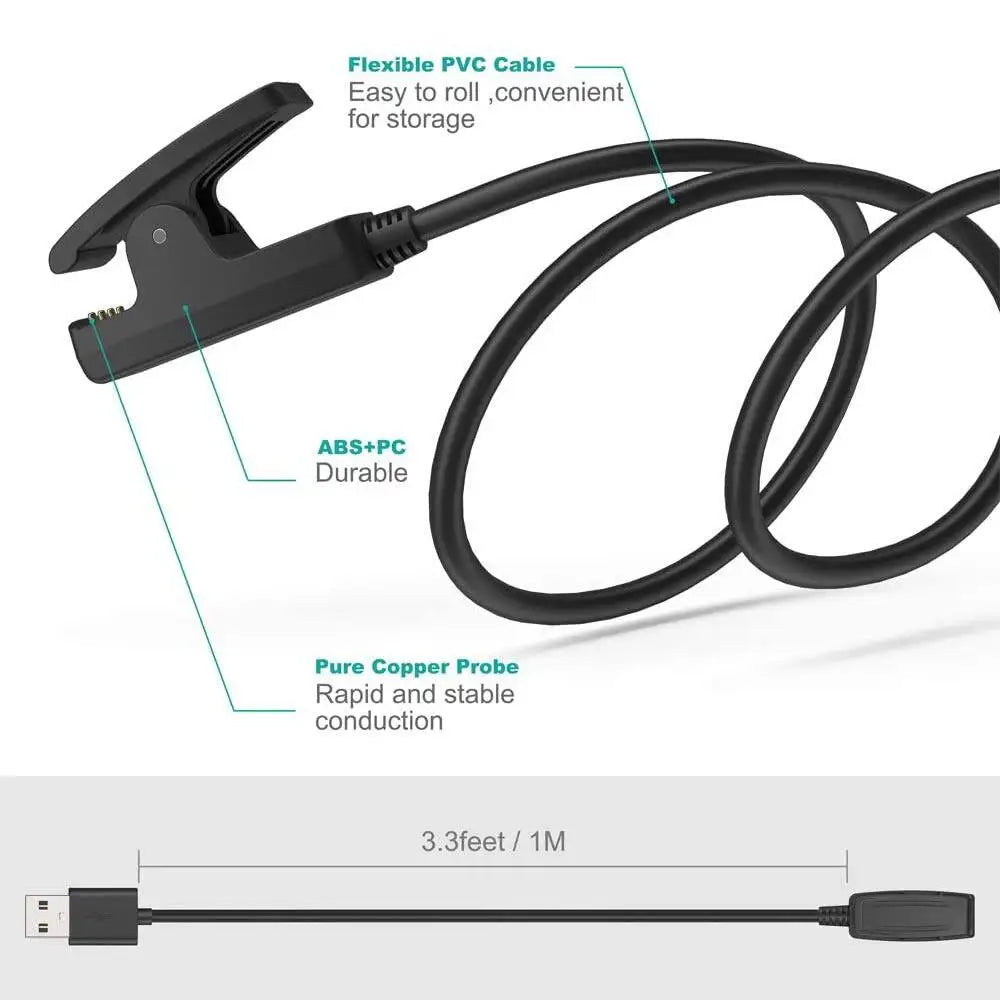 Charger for Garmin Forerunner Lily 2 35 230 235 630 645 Music 735XT, Approach G10 S20, Vivomove HR - USB Charging Cable