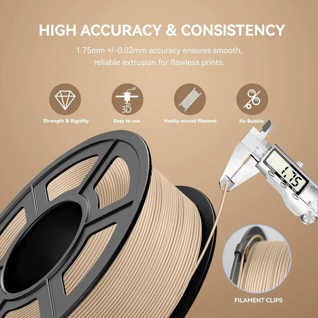 JAYO 3D Wood PLA Printer Filament 1.75mm  1.1KG 15% Real Wood Fibers Dimensional Accuracy +/- 0.02mm Fits Most FDM 3D Printers