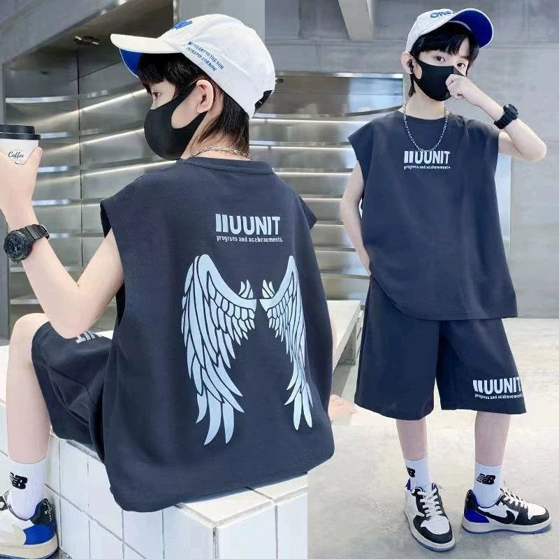 5 6 8 10 12 14 Years Teenagers Summer Boys Clothing Sets New Fashion Top And Shorts Boys Tracksuit Birthday Gifts Kids Clothes