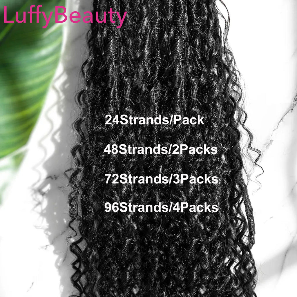 Pre-looped Crochet Boho Locs with Human Hair Curls Goddess Braids Curly Double Drawn Full End Hair Extensions for Black Women