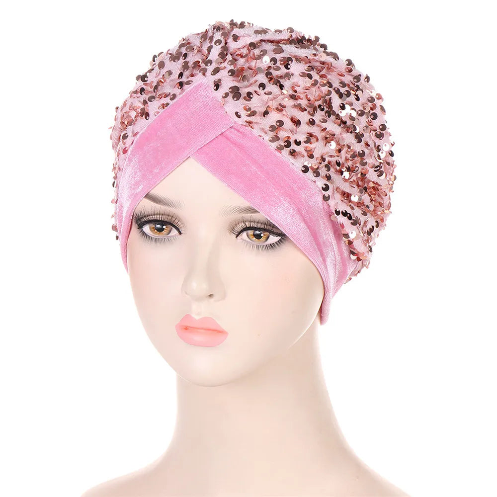 New Women Velvet Turban Hat Muslim Twist Solid Color Hijab Chemo Cap Head Wrap Headscarf Beanies Bonnet Headscarf Turbante Mujer
