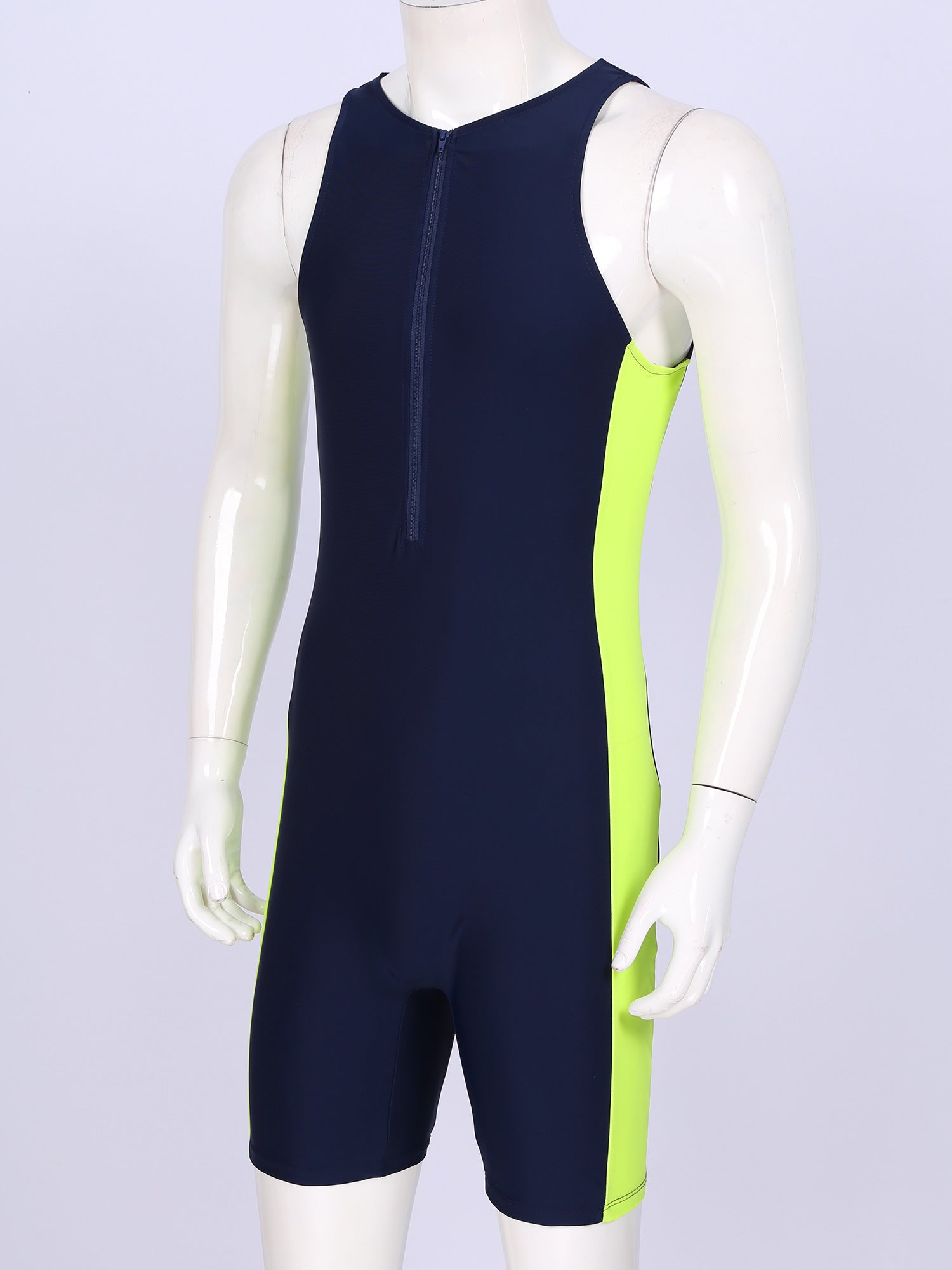 Men One-piece Swimwear Sleeveless Color Contrast Bodysuit Triathlon Wetsuit for Beach Pool Swimming Bathing Suits Male Swimsuits