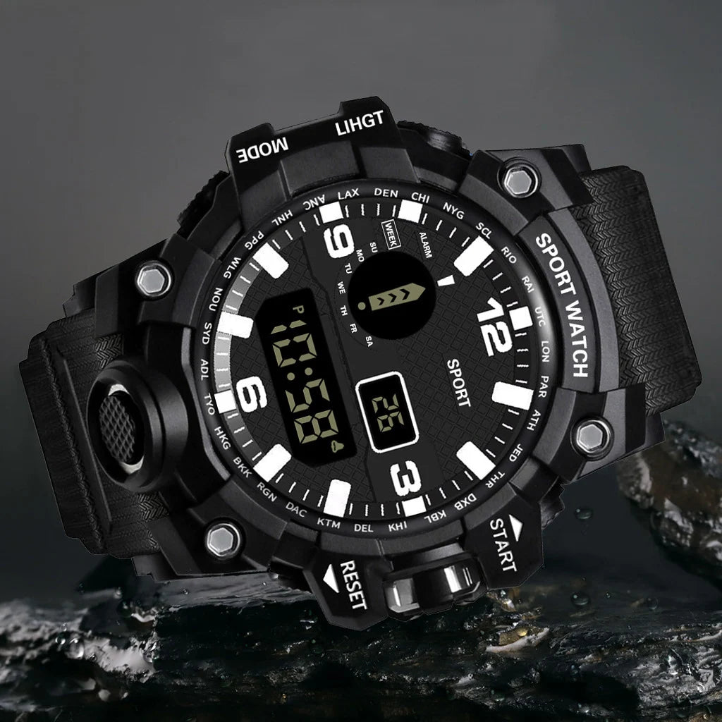 Sports Watch Men's LED Digital Watches Multifunction Military Clock Big Dial Waterproof Fitness Electronic Watch For Man