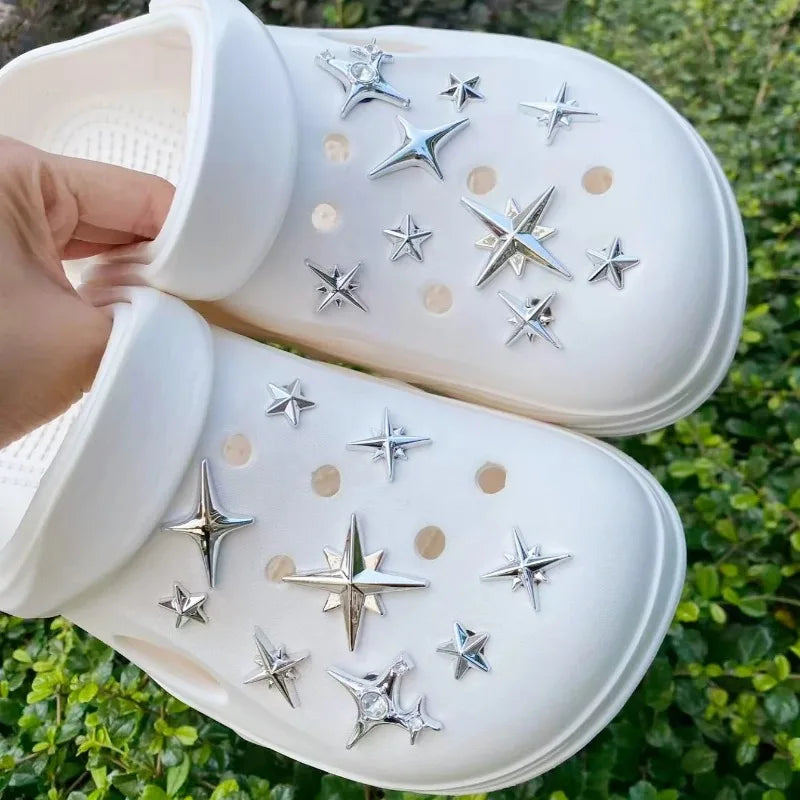 18 Silver Star Shoe Accessories DIY Kit Fun Multi-Functional Fashion Decorations for Personalized Footwear