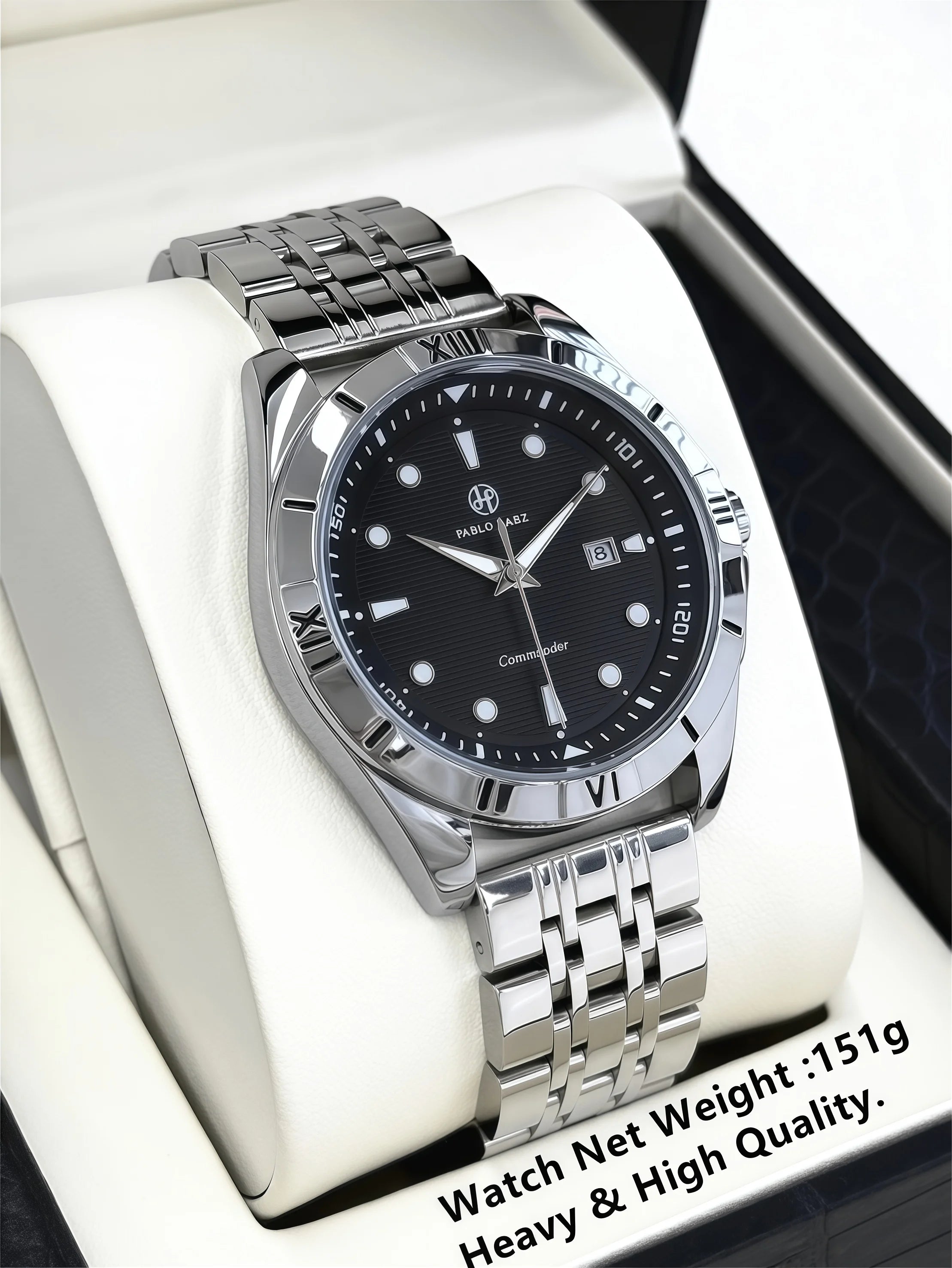 PABLO RAEZ Luxury Watch Business 50 ATM Waterproof Male Clock Luminous Date Stainless Steel Square Quartz Men Watches