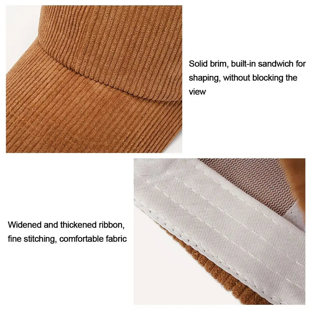 Breathable Unisex Corduroy Corduroy Baseball Cap Adjustable Baseball Hat Sunscreen Cap Women