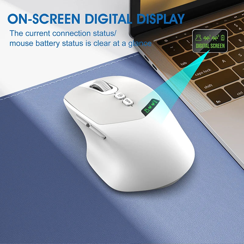 T02 Pro Wireless Mouse OLED Display,Dual Bluetooth/USB Connection,Quiet Design and Compatible with PC/Notebook