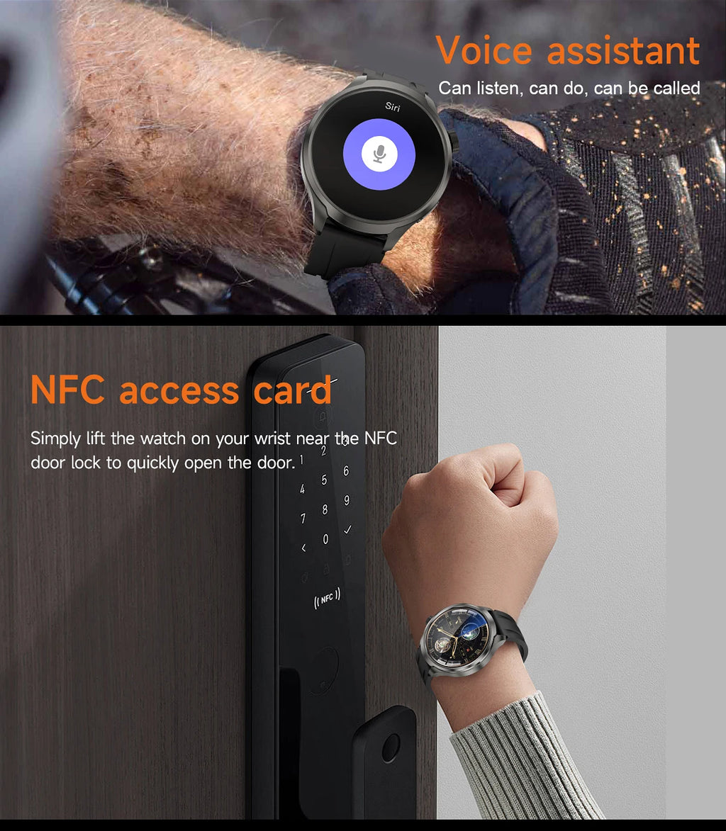 2025 New GPS Sports Smart Watch Men 1.85-inch AMOLED Screen Men IP68 Waterproof Clock Compass Call NFC fitness Tracking Watches