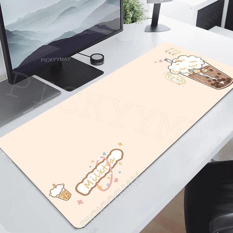Strawberry Milktea Mousepads Cute Table Mats Gamer Mousepad Large Mouse Mat Desk Pads Keyboard Mats Gaming Mouse Pad Pink