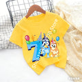 Bluey Baby Birthday T Shirt for Boys Girl Bingo Number Kids Clothes Summer Cartoon Letter Tees Shirts Toddler Short Sleeve Tops