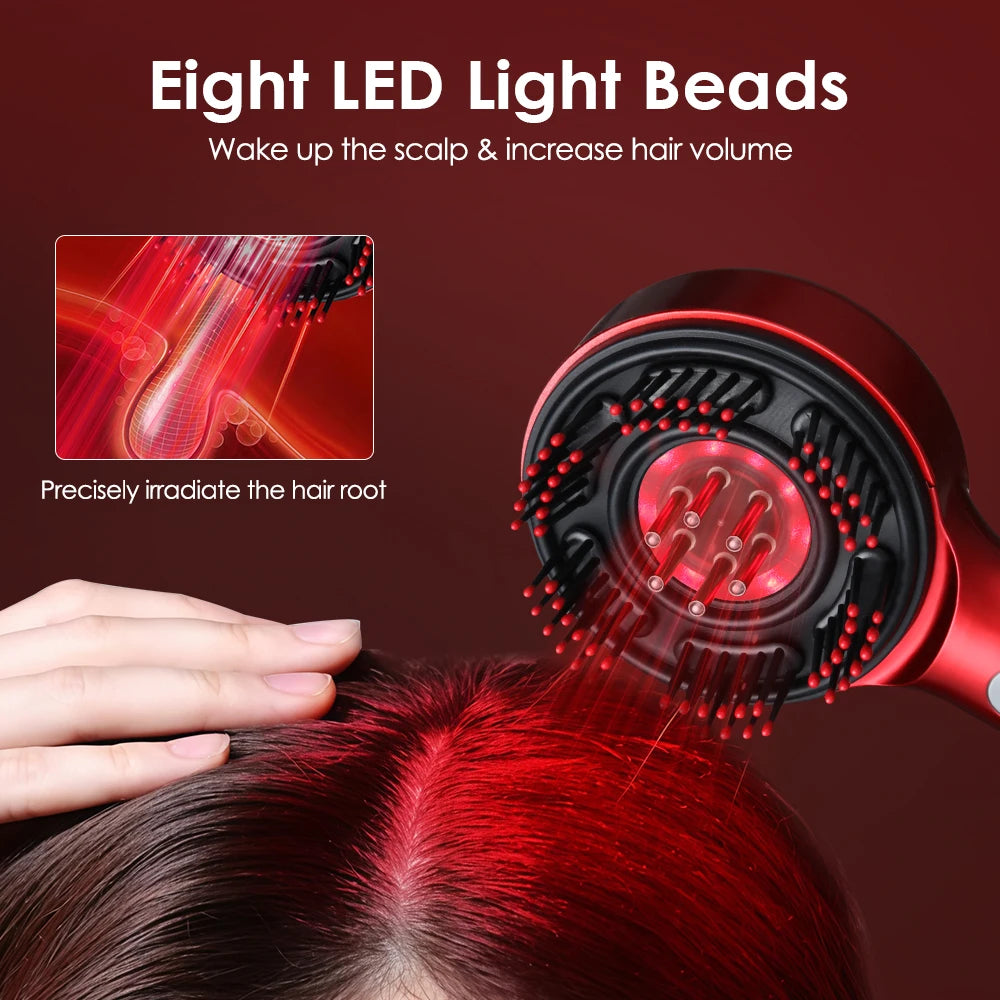 Electric Vibration Massage Comb Blue&Red Light Therapy Hair Growth Massage Scalp Brush Anti Hair Loss Improve Scalp Health Care