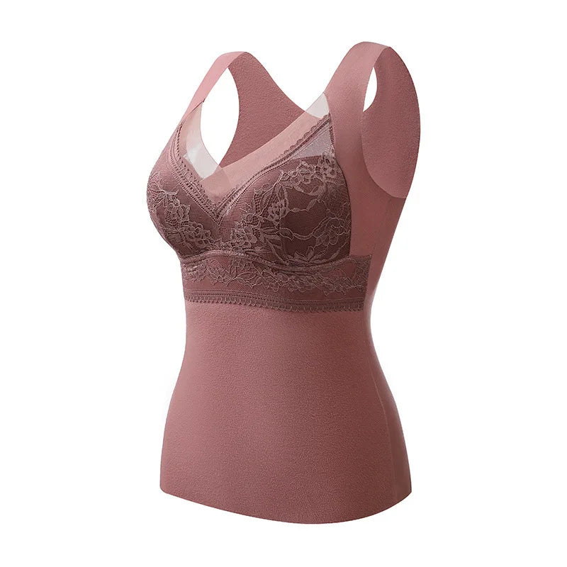 Women Thermal Underwear Winter  Bottoming Top Seamless Thick Double Layer Warm Lingerie Warm bra Sports underwear