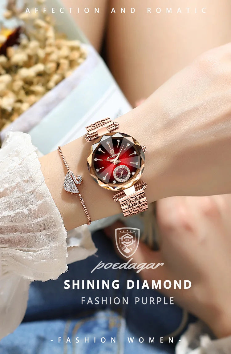 POEDAGAR Luxury Ladies Wristwatch Waterproof Stainless Steel Quartz Elegant Watches For Woman Simple Casual Dress Women's Watch