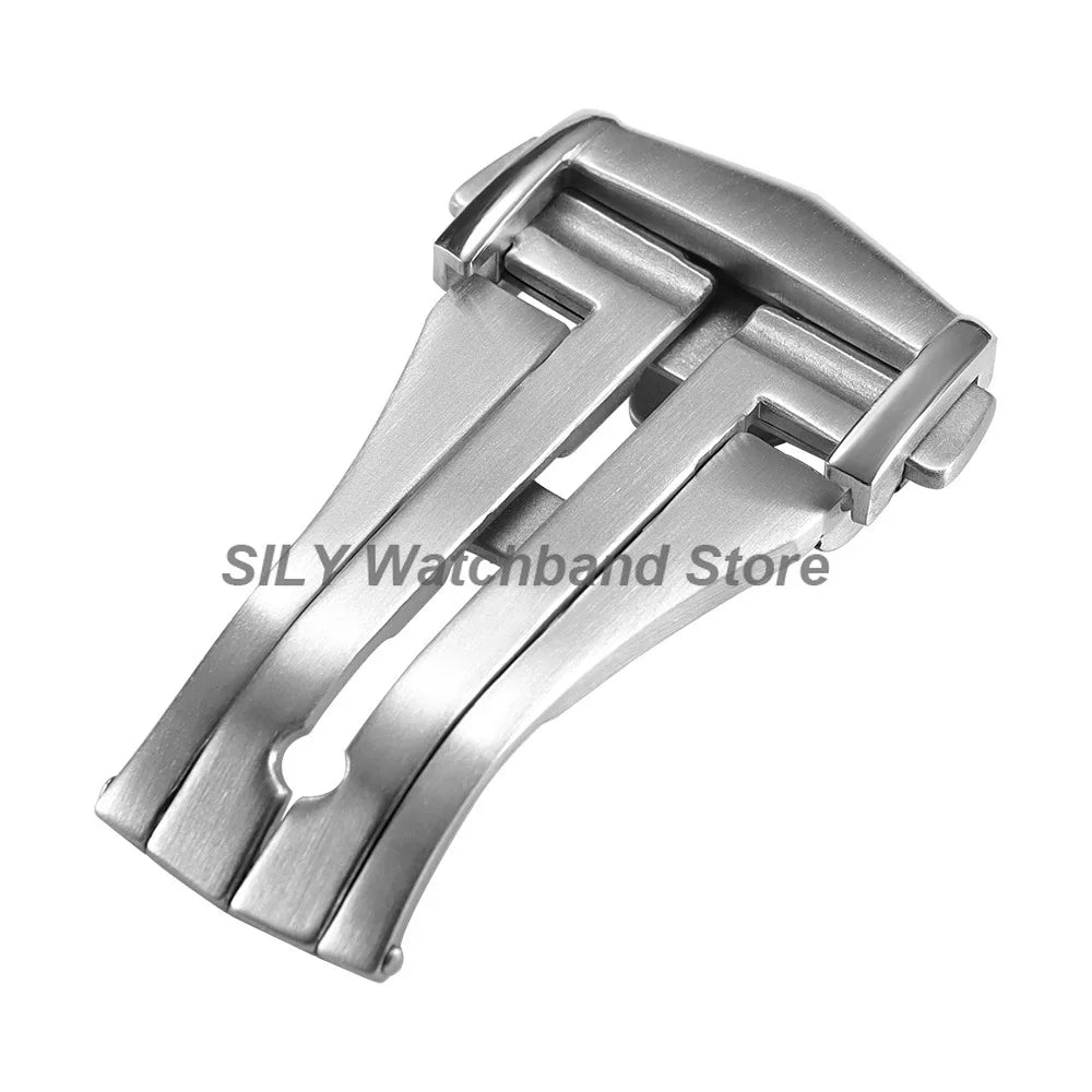 Silver Brushed Watch Buckle 18/20mm Stainless Steel Butterfly Deployment Watch Button Metal Folding Clasp Watch Button Accessory