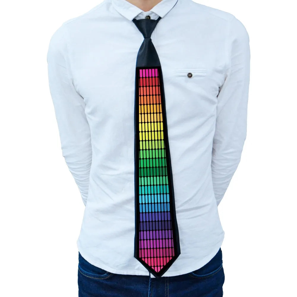 Apparel Accessories Rainbow LED Light Tie Adjustable Neon Flashing Glow Rave Party Necktie Narrow Hip-hop Luminous Cravat Street