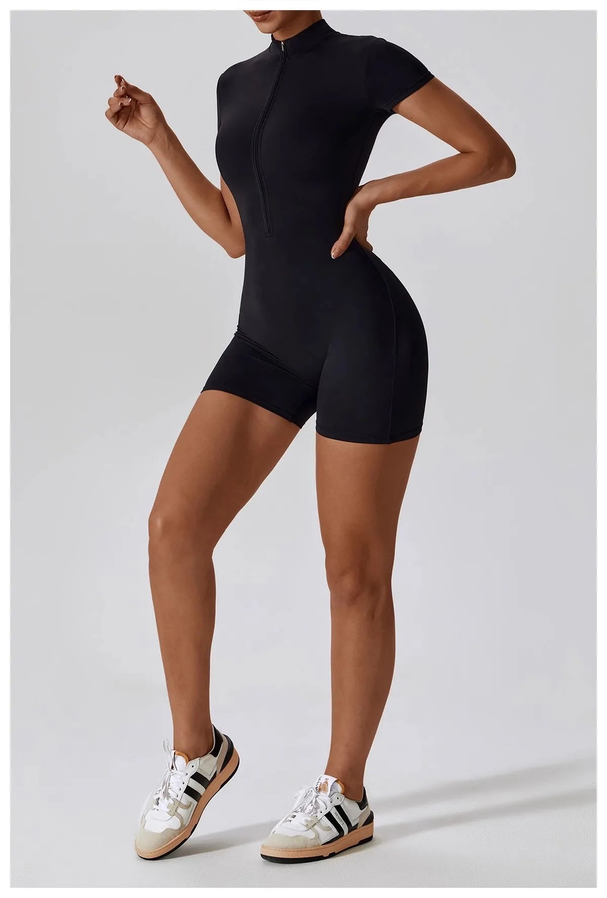 Summer Short Sleeve Zipper Jumpsuit Sports Wear Gym Fitness Sports Bodysuits Women Running Fashion Workout Clothes Yoga Clothing