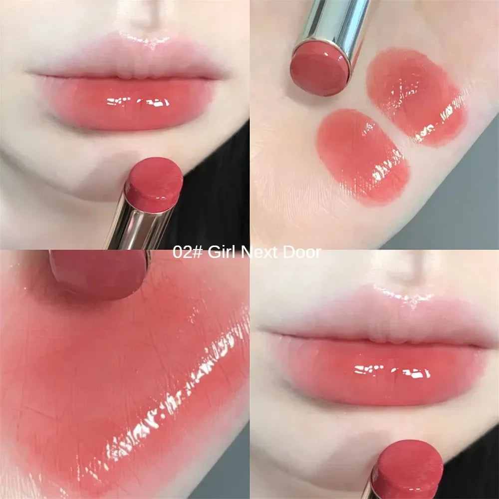6 Colors Silky Glossy Lipstick Gege Bear Pump Lips Moisture Water  Comfortable Ultra Sheen Non-Stick Cup Lip Balm