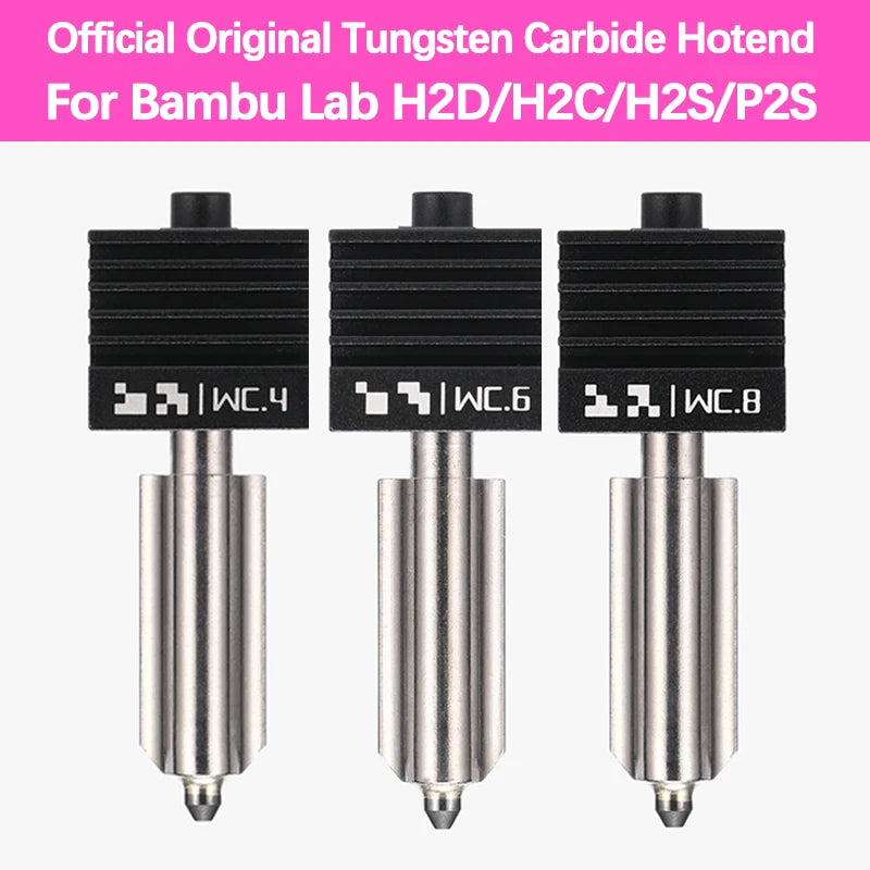 Official Original Tungsten Carbide Hotend For Bambu Lab H2D/H2C/H2S/P2S Print Head 0.4/0.6/0.6mm Standard Flow HF Hot End