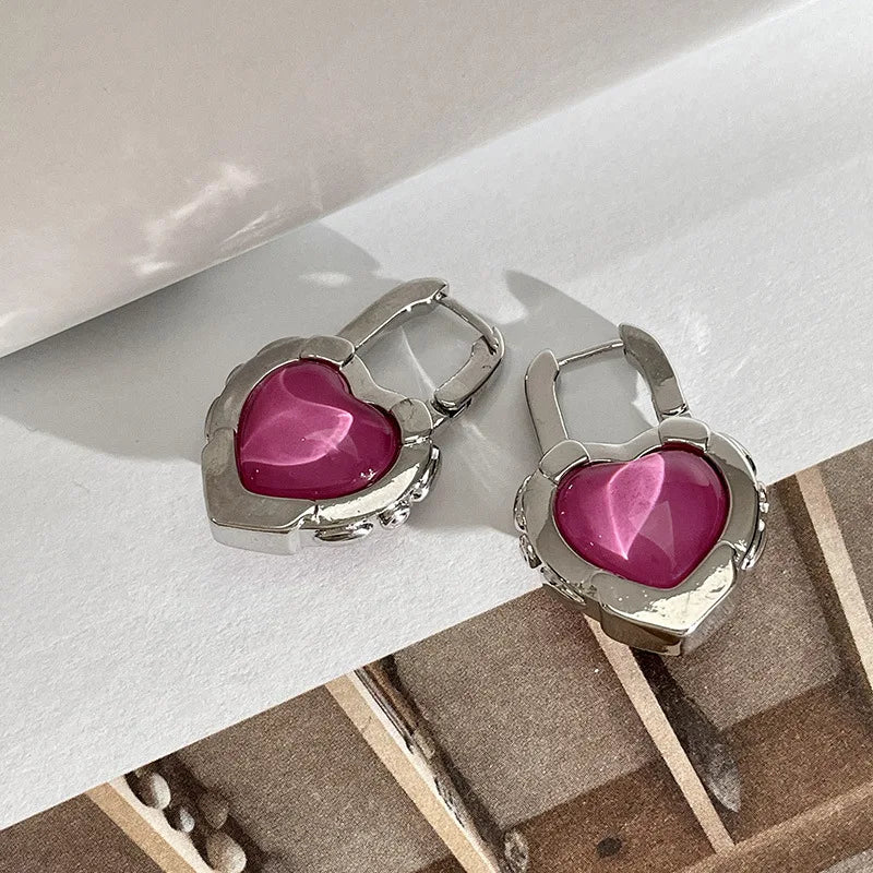 Fashion Pink Heart Lock Drop Earrings For Women Personality New Creative Luxury Designers Jewelry Wholesale