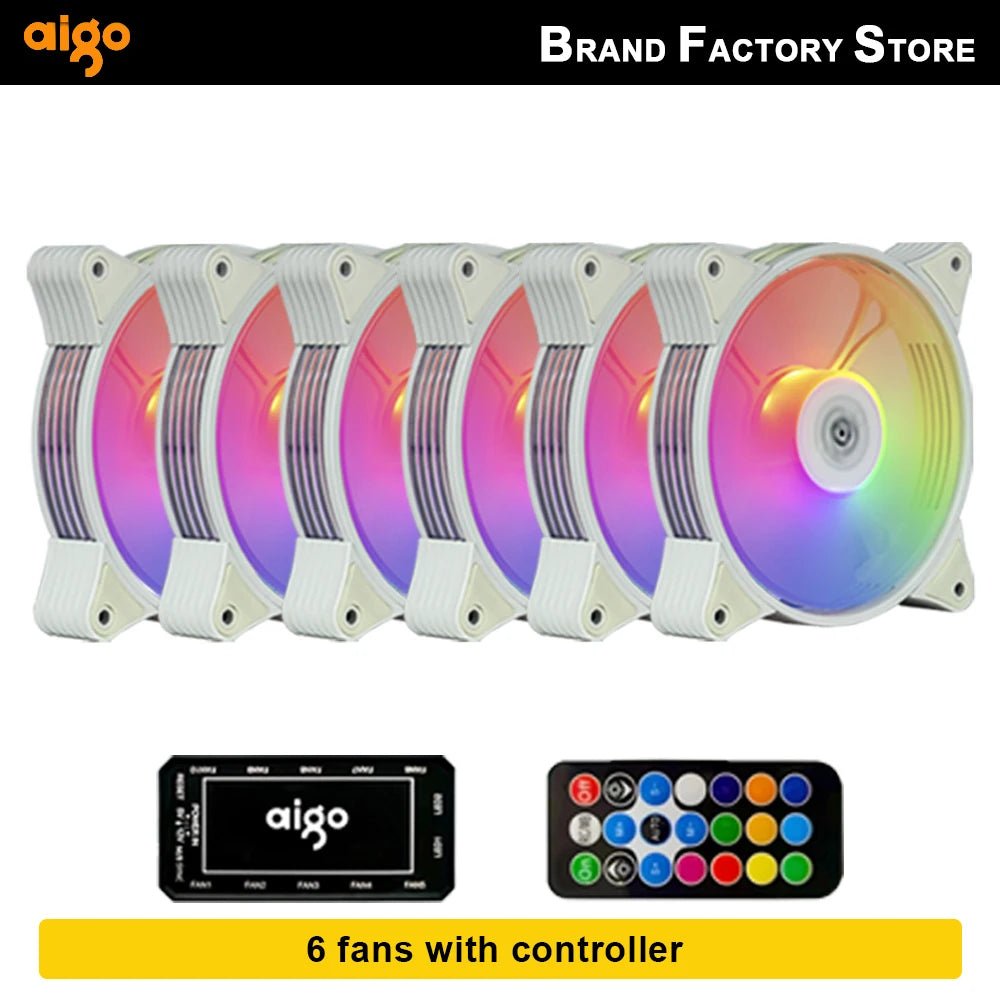 Aigo AR12 white 120mm RGB FAN ventilador PC gamer Computer Case kit Fan Cooling Cooler 12cm Adjust Speed 12V ARGB Fans ventoinha