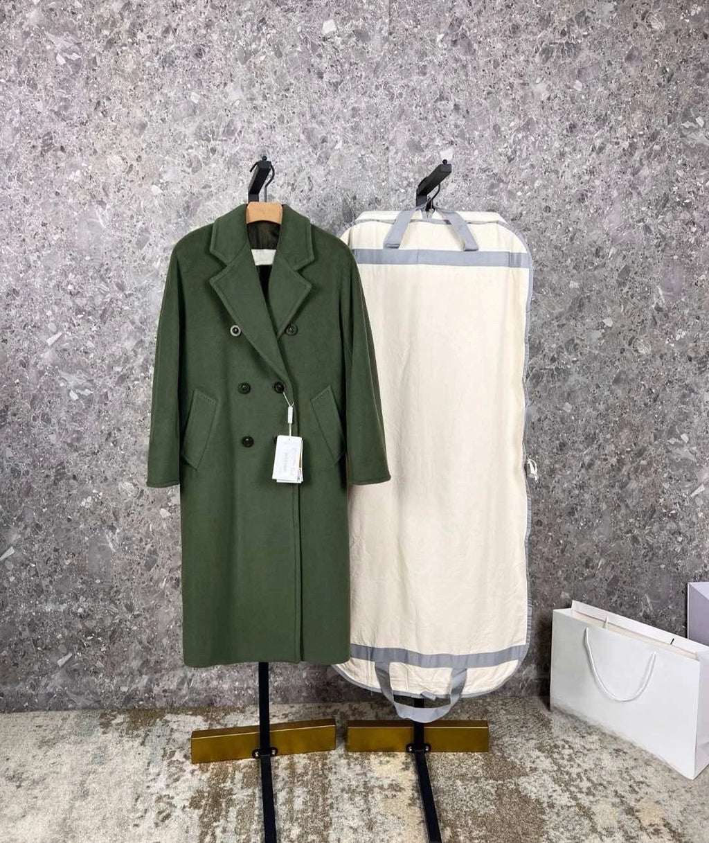High-end Winter Cashmere Coat Women Camel Color Long Black Wool Coat Classic Double-breasted Lace-up Coat Gray Red Coat Female