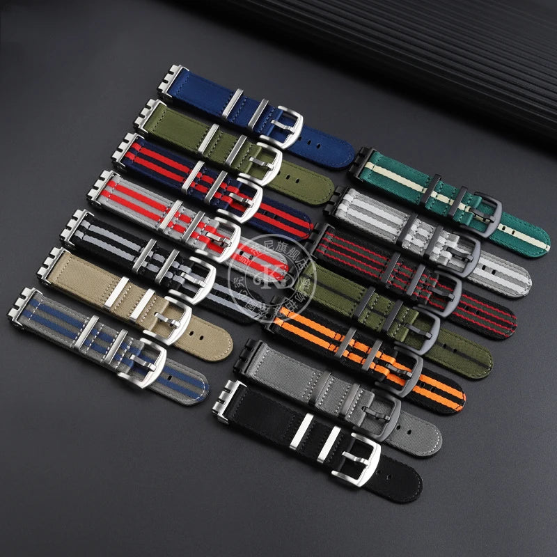 17mm 19mm 21mm Nylon WatchBand For SWATCH YVS420 YVS454 YVS451 YVS400 YVB404 Watch Strap Soft Canvas Watch Chain Men Women
