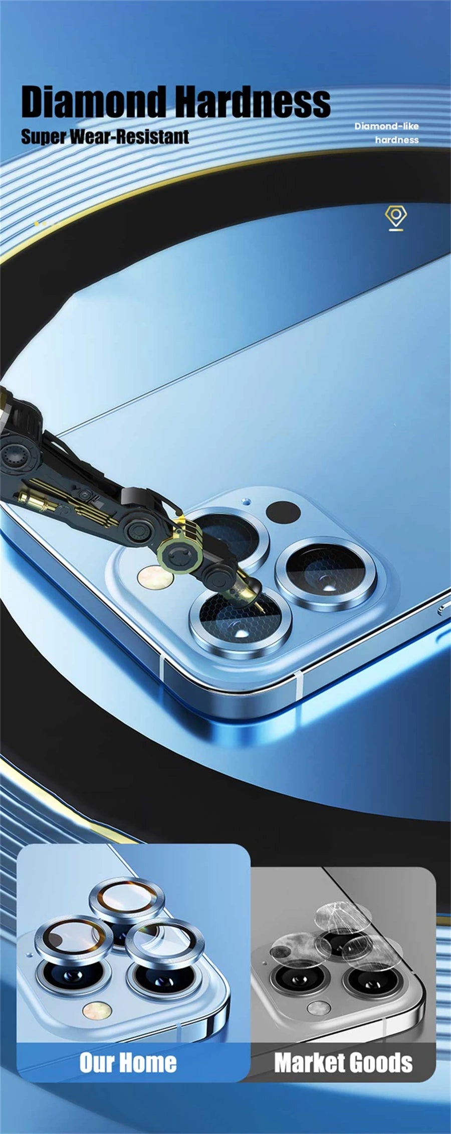 Original Titanium Color Camera Protector For iPhone 16 Pro Max 15 14 13 12 Mini Pro Max Metal Ring Tempered Glass Lens Cover Cap