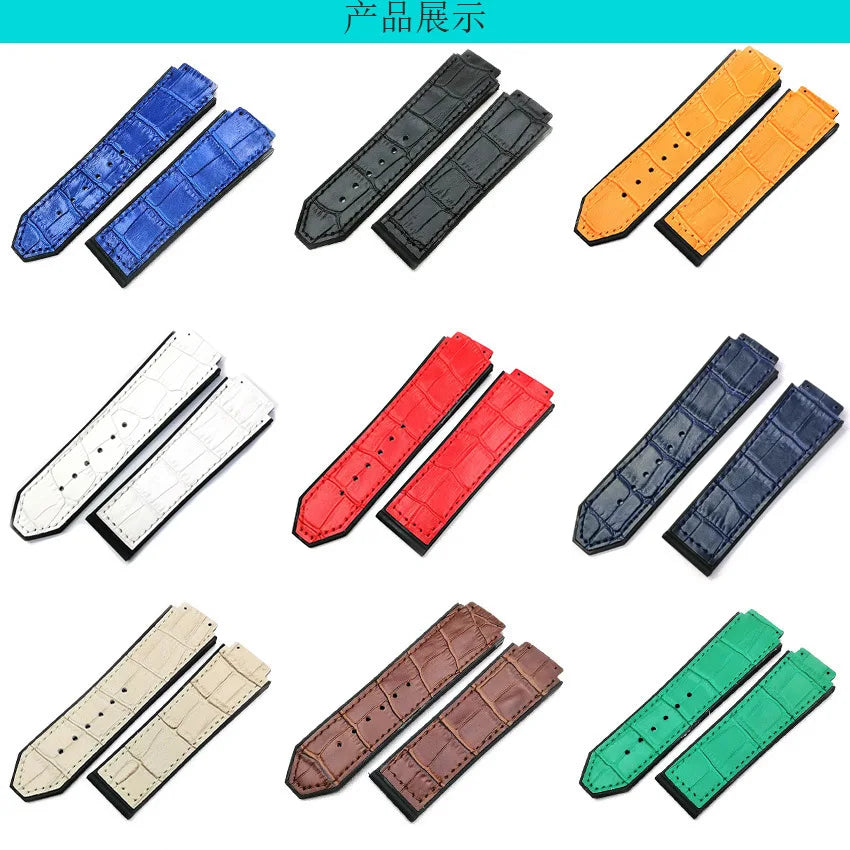 Watch Band 19mm*25mm High quality Genuine leather strap for Hublot series fashion business 22mm clasp ladies rubber sports strap