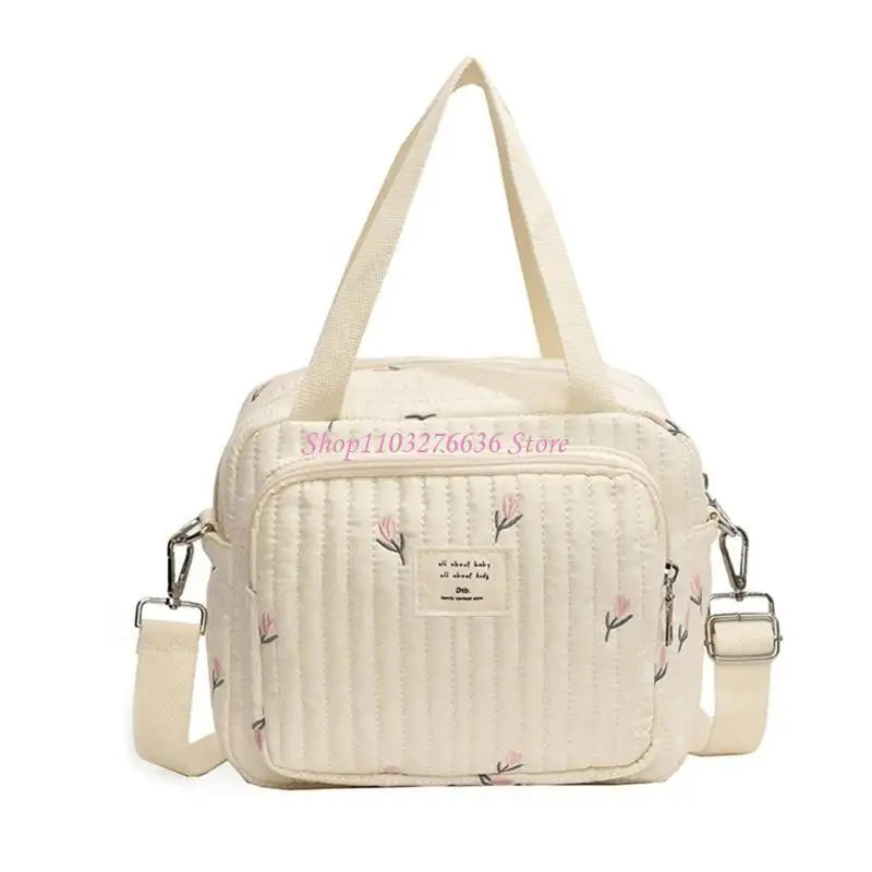 R6FD Lovely Baby Diaper Bag with Floral/Animal Embroidery, Fashionable Shoulder Bag Organiser Case Container for Busy Parents