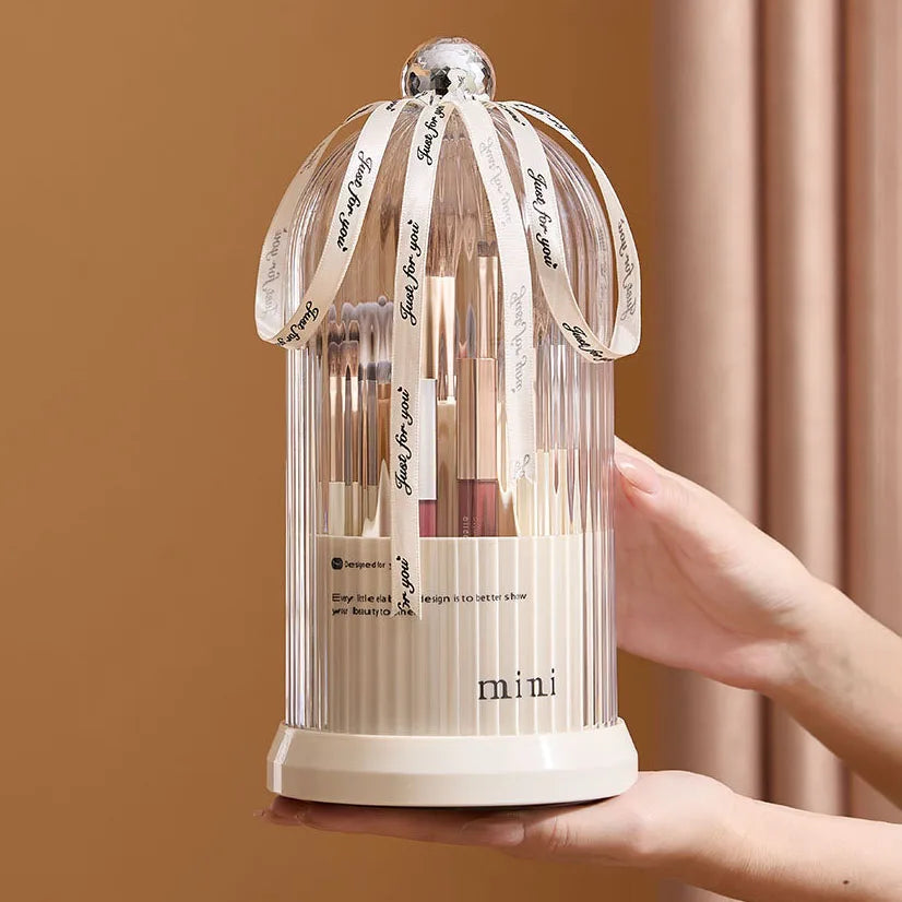 360° Rotating Make Up Organizer With Lid Luxury Cosmetic Brushes Holder Lipstick Eyebrow Pencil Holder Eye Shadow Storage Box