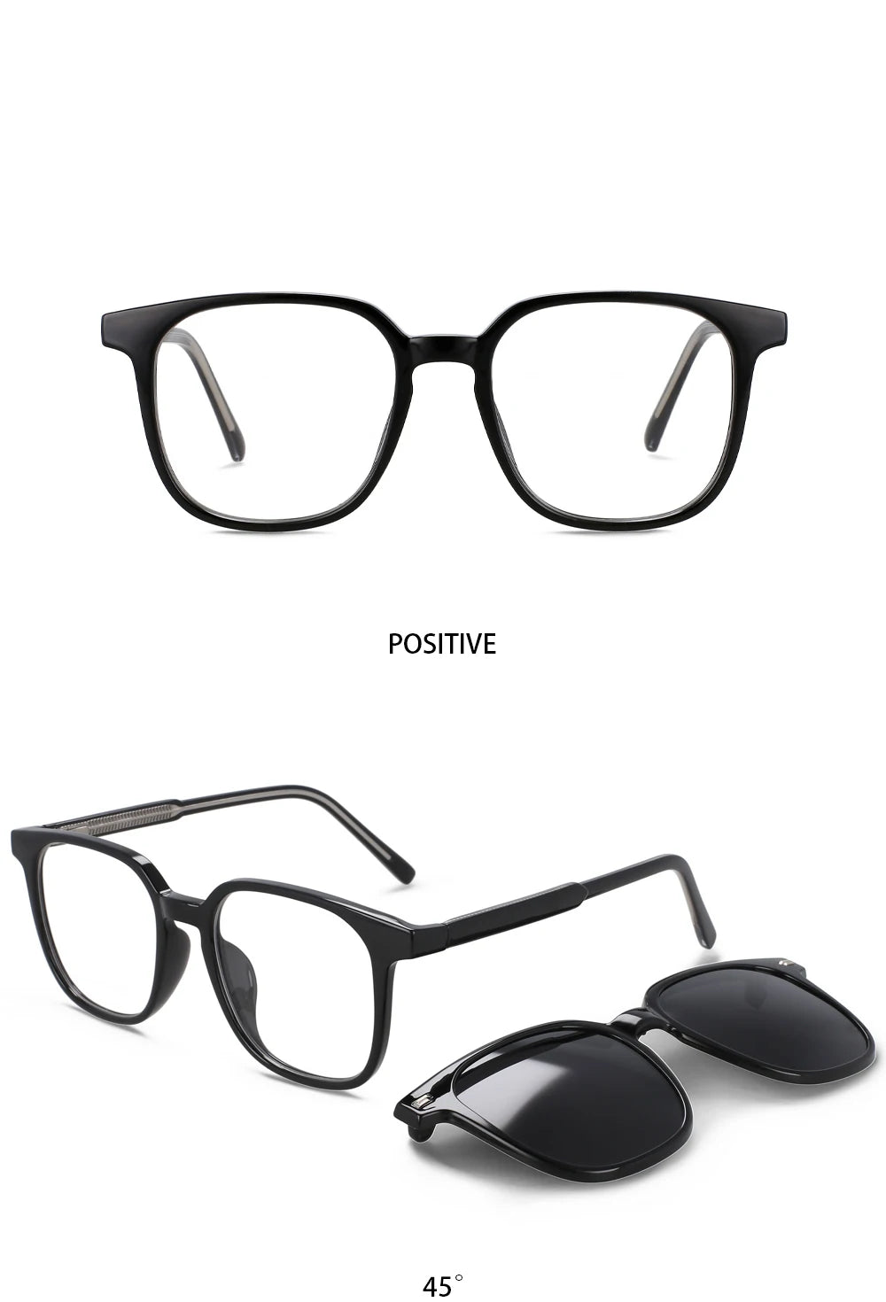 56532 Fashion Anti Blue Light Square Glasses Frames Polarized Sunglasses Magnetic Clip Women Computer Eyeglasses