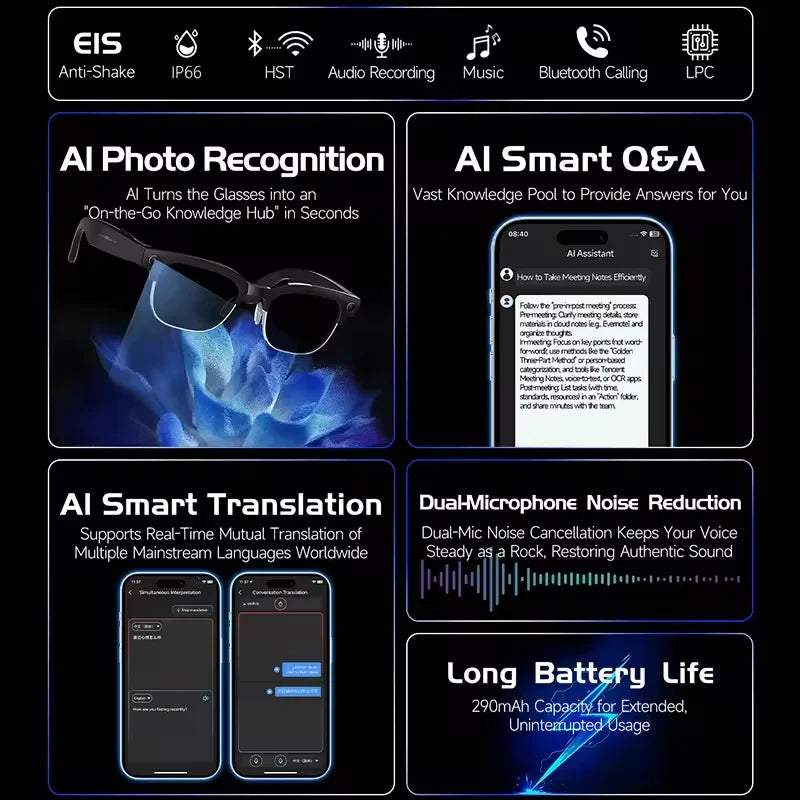 2026 New 8K HD AI Smart Glasses Men Chat GPT 8MP Camera Bluetooth Call AI Translation Voice Assistant Control Sunglasses Women