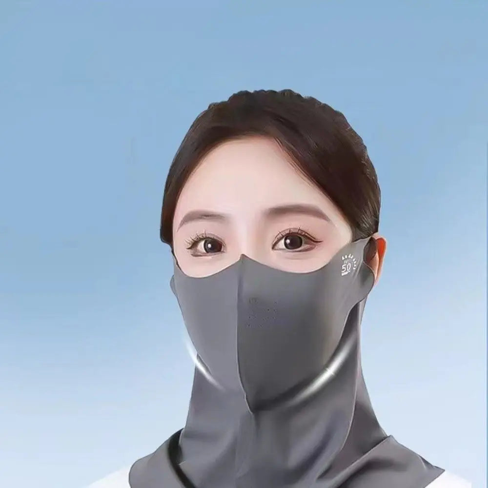 Cool Ice Silk Sun Protection Mask 3D Breathable Anti-UV Neck Scarf Sunscree UPF50+ Sunshade Face Mask Outdoor