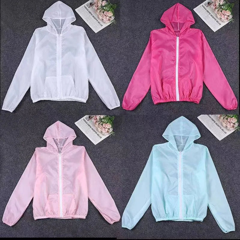 Women's Summer Solid Color Breathable Long Sleeved Outdoor Cycling Sunscreen Clothing Ice Silk Coat UPF30+