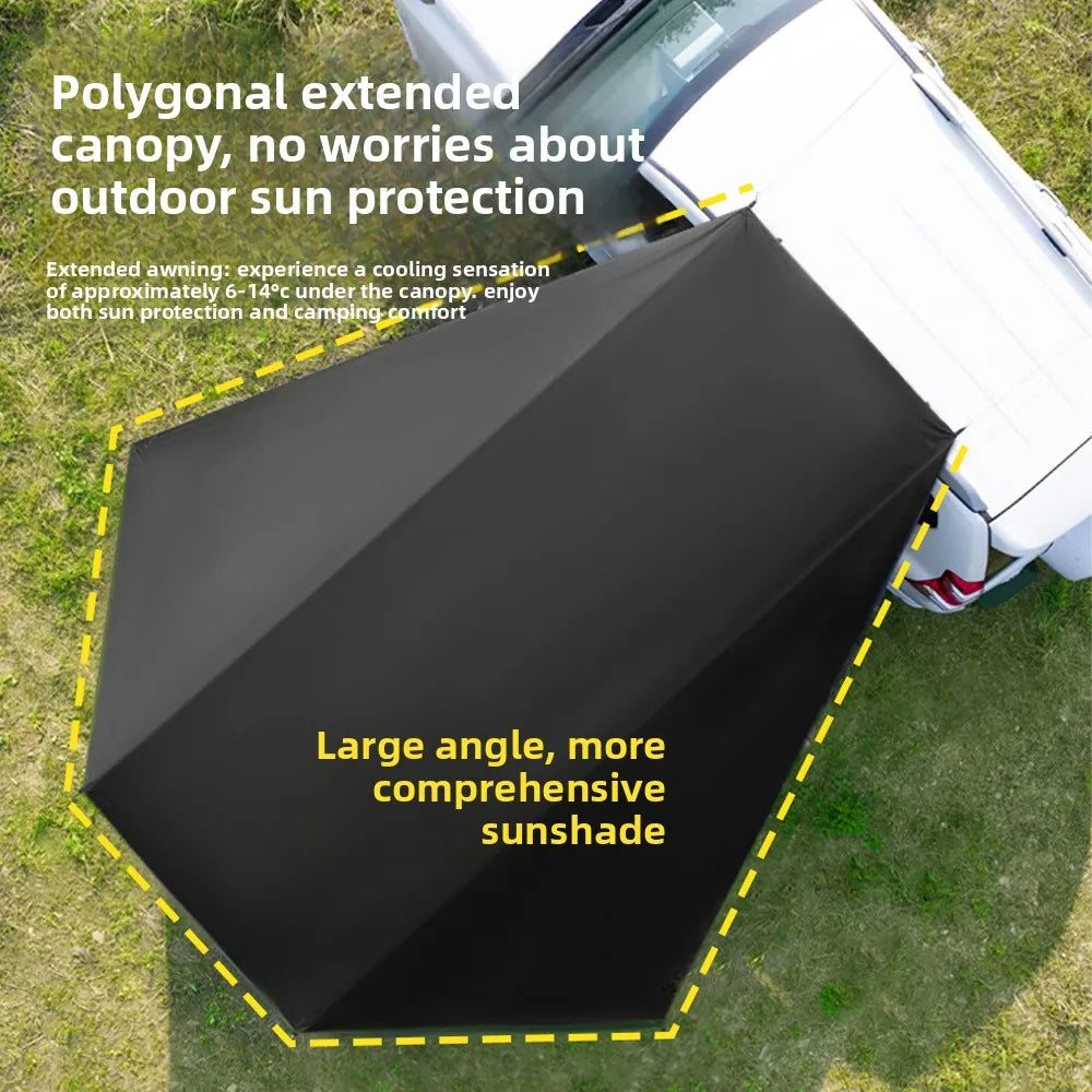 SUV car side canopy self-driving tour suction cup sunscreen silver-coated vinyl awning outdoor camping rear tent