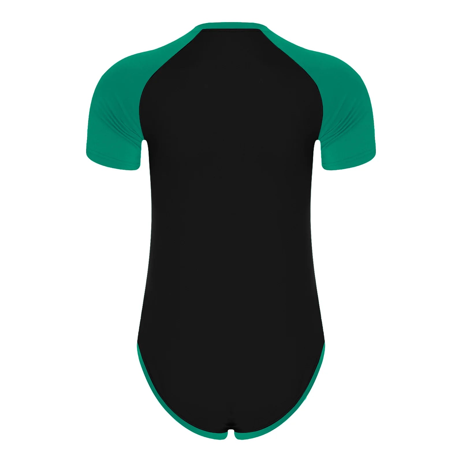 Men Workout Fitness Gym Sport Bodysuit Short Sleeve Openable Crotch Patchwork Jumpsuit for Workout Gym Sports Swimming Outfits