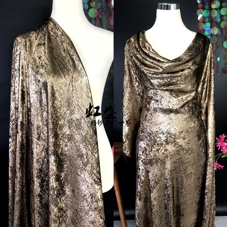 Soft Bronzing Velvet Fabric By The Meter for Dress Costumes Decoration Diy Sewing Designer Cloth Comfortable Glossy Black Blue