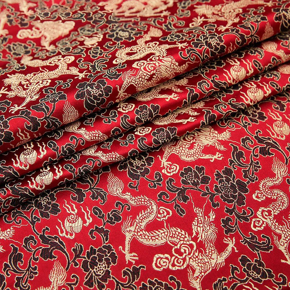 Chinese Dragon Pattern Brocade Jacquard Damask Fabrics Imitation Silk For Cheongsam Garment DIY Designer Cloth Patchwork Pillow