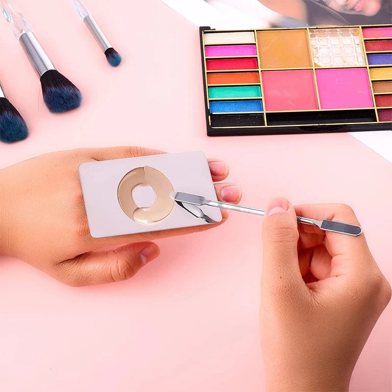 Liquid Foundation Palette Makeup Palette Tray Lipstick Make Up Stainless Steel Ring Makeup Blend Foundation Spatula Palette Tool