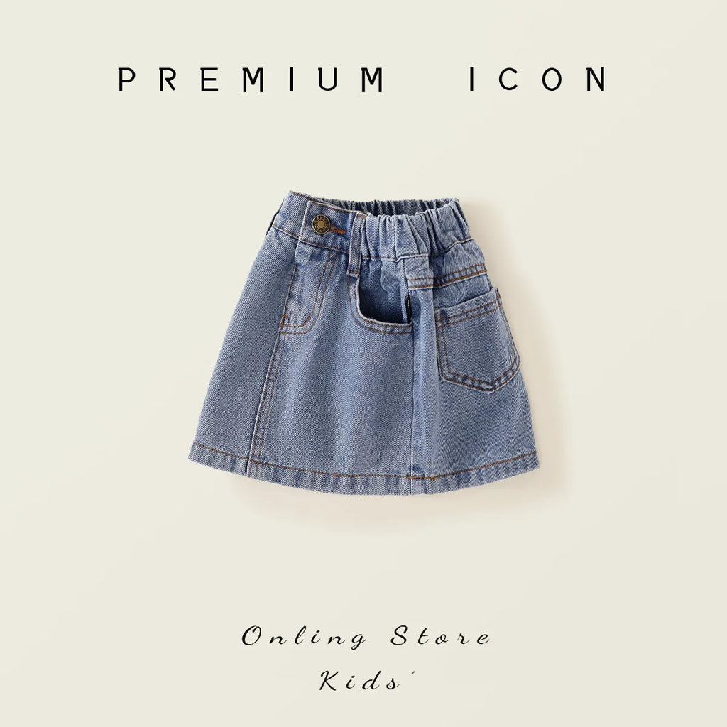 2025 Spring/Summer New Arrival Girls' Denim Pencil Skirt, Soft Washed Korean Style Baby Girl High-Waisted Skirt