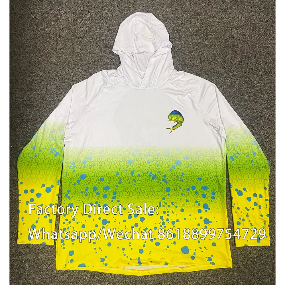 BILLFISH GEAR Hooded Fishing Shirt Outdoor Sunscreen Fishing Clothes Men UV Protection Quick Dry Breathable Jersey
